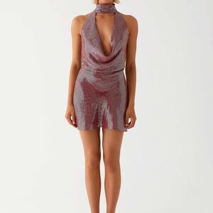 Pepper Mayo Elegant Halter Neck Red Dress